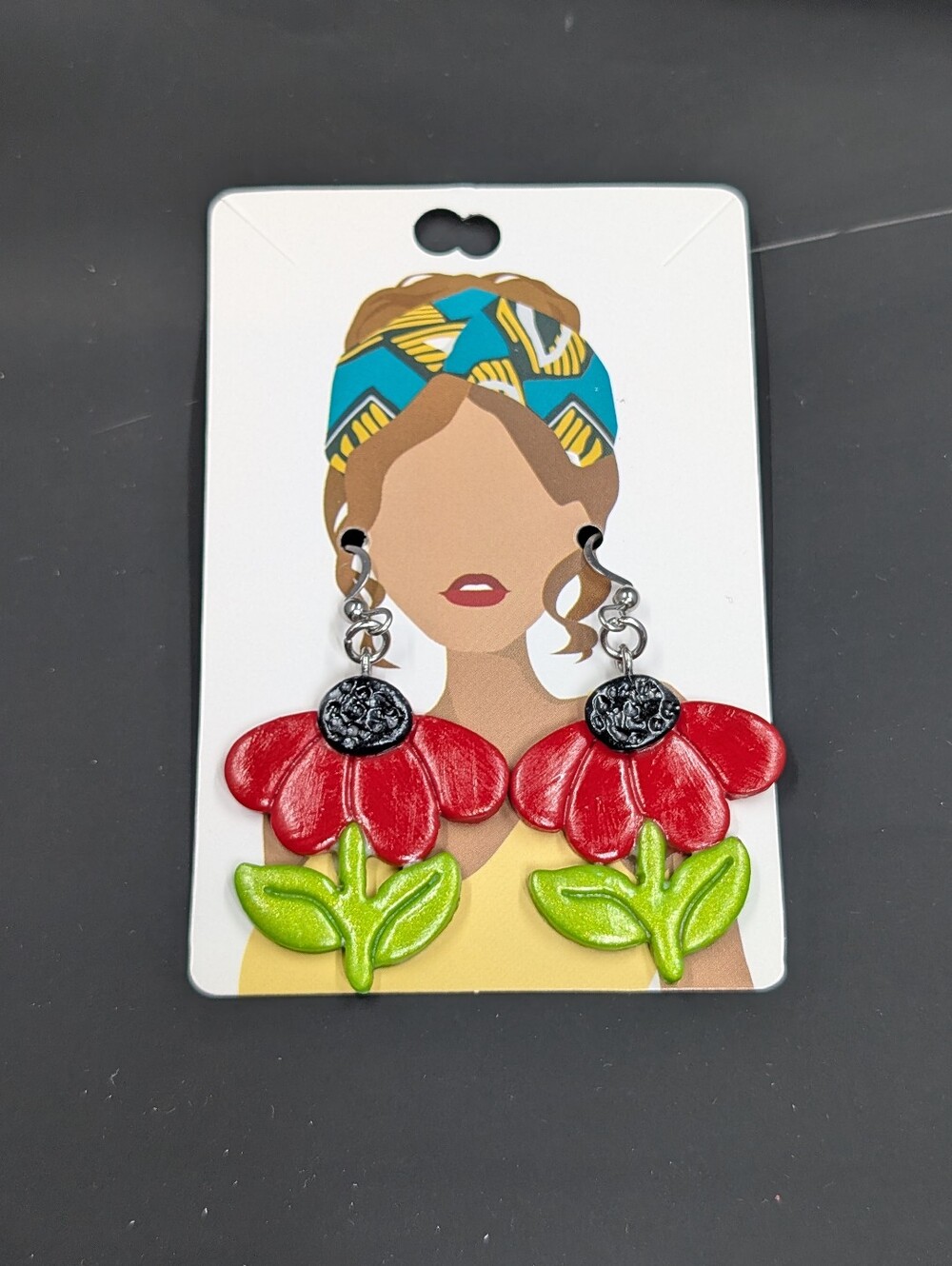 Floral Red & Green Drop Earrings - Women Accessories